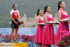 Karin Thürig, Bronze im Zeitfahren, 2008 in Peking. (Bild: Keystone / Peter Klaunzer)