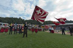 Die Fahne des Eidgenössishen Schwingerverbandes. (Bild: Keystone)