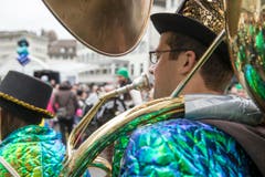 Bohl vor dem Waaghaus Start St.Galler Fasnacht 2018 mit Guggen und Plakatenthüllung. (Bild: Hanspeter Schiess)
