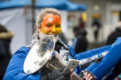 Bohl vor dem Waaghaus Start St.Galler Fasnacht 2018 mit Guggen und Plakatenthüllung. (Bild: Hanspeter Schiess)