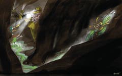 13. Mai. In die Tunnel-Baustelle an der Ruckhalde sickert Wasser. Schnell gerät der Nestweiher unter Verdacht und wird zur Abklärung grün eingefärbt. Auf Enten treffen die Mineure dann aber doch nicht. (Bild: Corinne Bromundt)