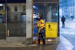 Fasnachtsauftakt 2018 mit der Aguggete beim Vadian Denkmal in der Stadt St. Gallen (Bild: Urs Bucher)