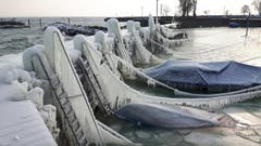 Hafen Romanshorn in Winterstarre. (Bild: Wendolin Stieger)