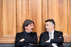 Paul Rechsteiner und Kollege Hans Wicki von FDP 2018. (Bild: Keystone)
