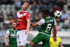 Alain Wiss im Duell mit Marc Janko. (Bild: Keystone)