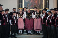 Feier des Entlebuchers Amt- und Wyberschiesset in der katholischen Kirche in Schüpfheim mit den Festsiegern Alice Stalder und Erwin Emmenegger (Bild: Dominik Wunderli)
