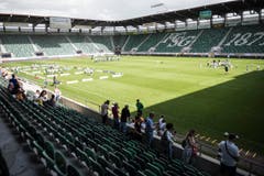 Bärenbande im Kybunpark: 250 Kinder dürfen mit Spielern des FCSG trainieren (Bild: Sabrina Stübi)