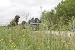 600 Soldaten an Volltruppenübung der Armee im Thurgau Mowag Gelände, Kiesgrube Bürgeln.