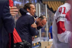 Jubel bei Naticoach Patrick Fischer (links) und seinem Assistenten Christian Wohlwend. | Bild: Andy Müller / Freshfocus (Herning, 17. Mai 2018)
