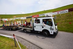 Mit dem Spezialtransporter geht es zurück zum Start. (Bild: Jakob Ineichen (Flüeli-Ranft, 19. Mai 2018))