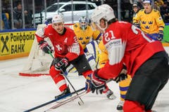 Nino Niederreiter (links). Bild: Andy Müller/Freshfocus (Kopenhagen, 20. Mai 2018)