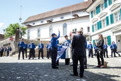 Impression der öffentlichen Vereidigungsfeier auf dem Rathausplatz in Sursee. (Bild: Manuela Jans-Koch, 24. Mai 2018)