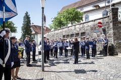 Das Spiel der Luzerner Polizei umrahmte die Vereidigungsfeier in Sursee. (Bild: Manuela Jans-Koch, 24. Mai 2018)