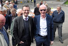 Nationalrat Peter Keller (links) und Peter Würsch, alt Landrat und Präsident der LP Nidwalden. (Bild: Robert Hess)