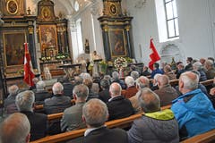 Gottesdienst mit Ehrenpredigt von Diakon und Feldprediger Elmar Rotzer in der Pfarrkirche Dallenwil. (Bild: Robert Hess)