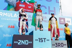 Lucas Di Grassi (BRA) gewinnt das Rennen vor Sam Bird (GBR) und Jerome d'Ambrosio (BEL). (Bild: Marc Schumacher / Freshfocus (Zürich, 10. Juni 2018))