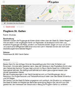 Wieso wird St.Gallen in der Nacht manchmal von grossen Flugzeugen in geringer Höhe überflogen? (Illustration: Stadt St.Gallen)