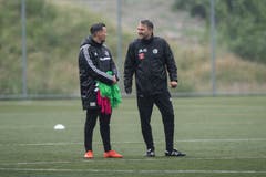 Trainingsstart des FCL unter der Leitung von Michael Silberbauer (rechts) und Michel Renggli. (Bild: Pius Amrein (Luzern, 13. Juni 2018))