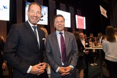 Ganz entspannt nach der erfolgreichen Preisverleihung: SVC Regionenleiter Zentralschweiz Christoph Baggenstos (links) mit SVC Präsident Andreas Gerber. (Bild: Eveline Beerkircher)