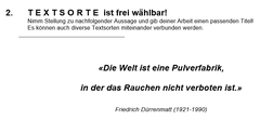 Frage aus dem Bereich Deutsch. (Quelle: Kantonsschule Trogen)