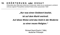 Frage aus dem Bereich Deutsch. (Quelle: Kantonsschule Trogen)
