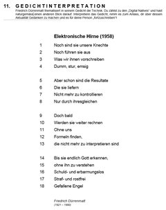 Frage aus dem Bereich Deutsch. (Quelle: Kantonsschule Trogen)