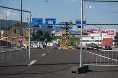 Die letzte Brücke beim Seetalplatz wird am Wochenende eingeweiht und erstmals befahrbar sein. (Dominik Wunderli 24.08. 2017)