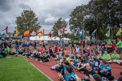 Abschluss des Verbandsturnfestes in Hochdorf. Bild: Pius Amrein (Hochdorf, 16. Juni 2018)
