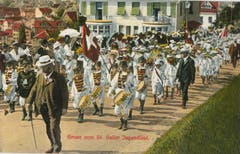 Die Tambouren vor 1914 im Anstieg auf den Rosenberg.