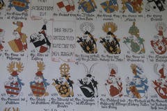 Die Namen und Wappen der gefallenen Habsburger. (Bild: Boris Bürgisser, 18. Juni 2018)