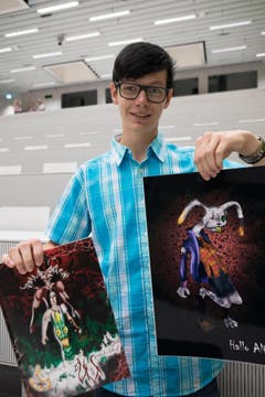 Roman Fidler, Schüler der Kreisschule Thierstein West (SO), hat mit seinen Comiczeichnungen den Publikumspreis gewonnen. (PD)