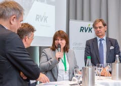 Verena Nold, Direktorin des Krankenkassenverbands Santésuisse, während des Podiums in Luzern. (Bild: RVK/Monique Wittwer, 29. Juni 2018)