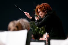Dirigentin Hagia Pastor vom Blasorchester Feldmusik Rain. (Bild: Philipp Schmidli (Eschenbach, 3. Juni 2018))