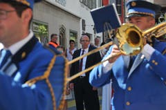 Begleitet wurde der neue Landammann Christoph Amstad von der Musikgesellschaft Sonnenberg Schwendi