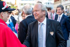 Der Luzerner Regierungsrat Paul Winiker (SVP) an der Schlachtfeier Sempach. (Bild: Philipp Schmidli, 1. Juli 2018)
