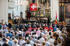 Der Gottesdienst in der Kirche St. Stefan. (Bild: Philipp Schmidli, 1. Juli 2018)