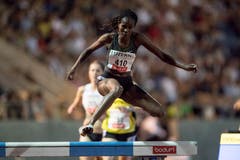 Carolina Tuigong aus Kenia siegt bei den Frauen über 3000m Steeple. (Bild: Urs Flüeler / Keystone (Luzern, 9. Juli 2018))