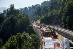 Blick auf die Autobahn A4 bei Goldau. (Bild: Alexandra Wey / Keystone (Goldau, 12. Juli 2018))
