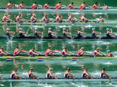 Der Wettkampf der Achter-Boote gilt als Königsklasse des Rudersports. (Bild: Boris Bürgisser (Luzern, 14. Juli 2018))