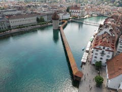 Die Stadt Luzern aus der Vogelperspektive. (Bild: Sebastian Rex, 16. Juli 2018)