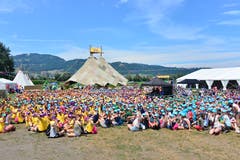 Während der «Big Point»-Veranstaltungen treffen sich alle rund 2000 Kinder und Jugendliche auf dem Hauptlagerplatz. (Bild: PD)