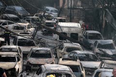 Ausgebrannte Autos. (EPA/Pantelis Saitas, 24. Juli 2018)