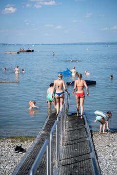 In Ufernähe beträgt die Wassertemperatur bis zu 29 Grad. (Bild: Ralph Ribi)