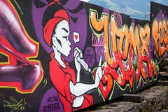 Ein Kunstwerk: Die Graffitiwand. (Bild:André A.Niederberger (Sarnen, 28.Juli 2018))
