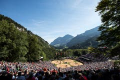 Die Schwingerarena auf dem Brünig. (Bild: Alexandra Wey/Keystone, 29. Juli 2018)