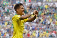 Brasiliens Roberto Firmino feiert sein Tor im Achtelfinal gegen Mexiko. (Bild: AP Photo/Andre Penner, Samara 2. Juli 2018)