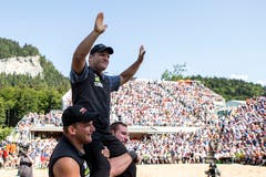 Erich Fankhauser erbt den Sieg am 125. Brünigschwinget am Sonntag. (KEYSTONE/Alexandra Wey)