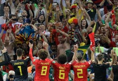 Die belgischen Fans bejubeln ihr Nationalteam. (AP Photo/Andre Penner, Kazan, 6. Juli 2018)