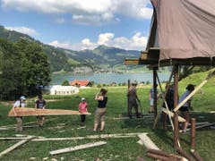Die Jubla Dagmersellen beim Aufbau des Lagers. (Lagerbild: Anna Graf, Euthal, 8. Juli 2018)