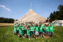 Die Jungwacht Sins hat ihr Lager bei Schmiedrued im Aargau aufgebaut (Bild: Jakob Ineichen, 8. Juli 2018).
